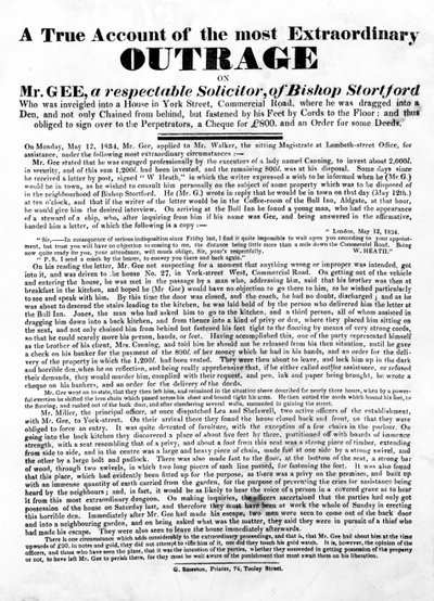 A True Account of the Most Extraordinary Outrage on Mr Gee, 1834 by English School